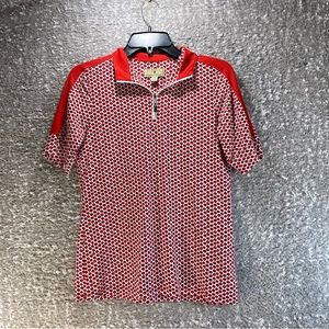Sport Haley Mock 1/4 Zip Stretch Golf Top Polo Red White Small Nylon Blend